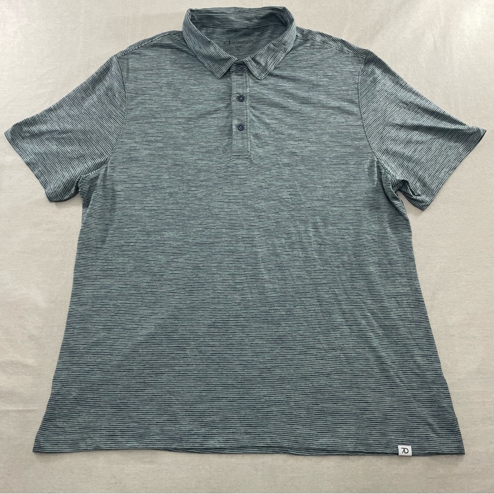 7 Diamonds Core Polo Shirt Golf Blue Striped Wicking 4-Way Stretch Quick Dry XL